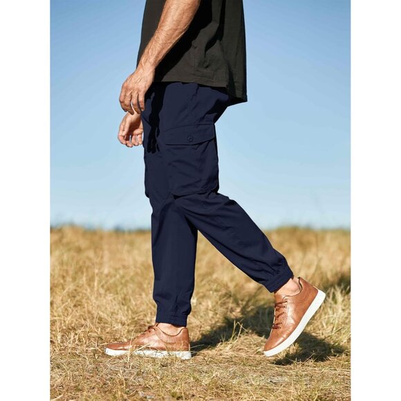 Men's Casual Cargo Joggers Pants Stretch Elastic Waist Drawstring Tapered Sweatp - Picture 5 of 9